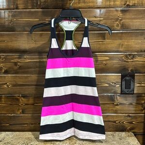 Lululemon Black, Pink and White Racerback Tank Top
